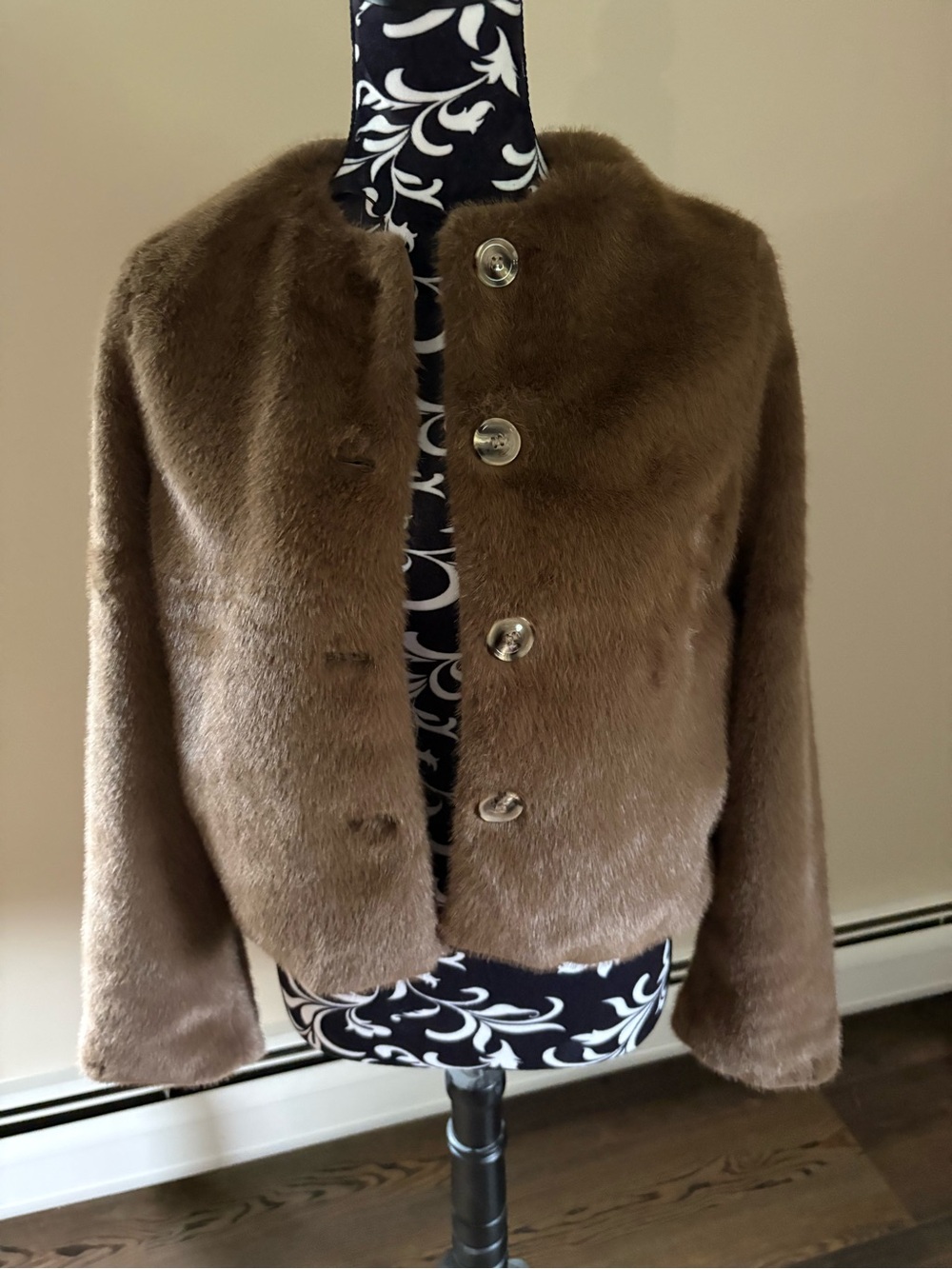 H & M Brown Faux Fur Button-Front Women's Jacket